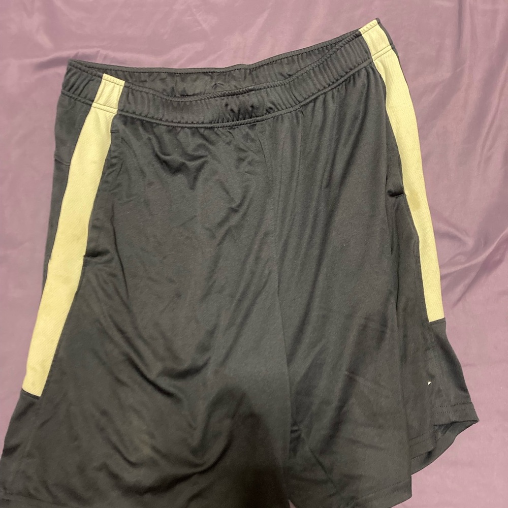 Black Athletic Shorts with yellow Stripes